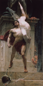 Aiace prende con la forza Cassandra in un dipinto di Solomon Joseph Solomon